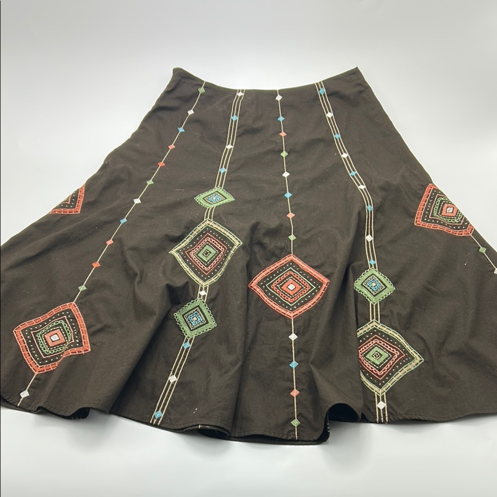 Sunny Leigh A-Line Embroidered Skirt  4 Cottagecore Cotton Zip Up Festival wear